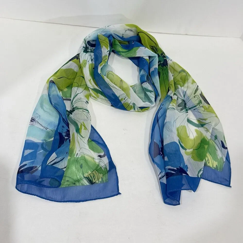Women Vintage Floral Rectangle Scarf 56” x13”